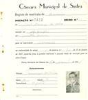 Registo de matricula de carroceiro em nome de João Domingos da Silva, morador em Alfaquiques, com o nº de inscrição 1873.