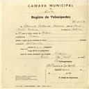Registo de velocípede com o nº 3058, em nome de Edmundo Maldonado Cordeiro, morador em Cacém.