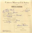 Registo de velocípede de marca Nacional, com o nº 7920, em nome de António Valentim, morador em Gouveia.