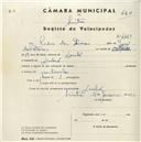 Registo de velocípede com o nº 4469, em nome de Pedro das Dores, morador em Linhó.