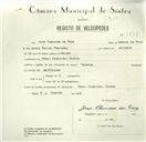 Registo de velocípede de marca Cabrita, com o nº 8431, em nome de José Charneca da Cruz, morador em Pero Pinheiro.