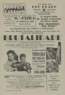 Programa do filme "Brutalidade" com a participação dos atores Yvone de Carlo, Burt Lencaster e Charles Bickford.