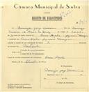 Registo de velocípede com o nº 7319, em nome de Domingos Jorge Veríssimo, morador em Carne Assada.