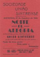 Programa da Sociedade União Sintrense anunciando uma noite de alegria com a orquestra União Sintrense.