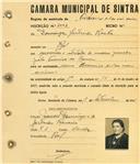 Registo de matricula de carroceiro de 2 ou mais animais em nome de Domingas Gertrudes Rocha, moradora no Ral, com o nº de inscrição 2002.