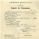 Registo de velocípede de marca Cycles Pombal, com o nº 4117, em nome de Hermenegildo Gaspar da Silva, morador em São Pedro de Sintra.