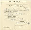 Registo de velocípede de marca Aviz, com o nº 4008, em nome de Evangelino Sousa Lopes, morador em Maceira.