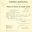 Registo de um veiculo de duas rodas tirado por dois animais de espécie cavalar destinado a transporte de mercadorias em nome de Francisco Rodrigues Neto, morador em Almornos.