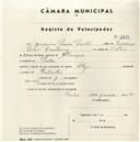 Registo de velocípede de marca Olga, com o nº 4493, em nome de Joaquim Pereira Duarte, morador em Paiões.