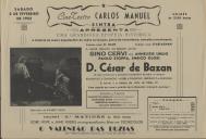 Programa do filme "D. Cesár de Bazan" com a participação de Gino Cervi, Anneliese Uhlig, Paolo Stoppa e Enrico Glori.