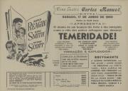 Programa do filme "Temeridade!" com a participação de Ronald Reagan, Alexis Smith e Zachary Scott.