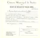 Registo de um veiculo de duas rodas tirado por um animal de espécie muar destinado a transporte de mercadorias em nome de Empresa Exploradora de Prédio Rustico, sediada na Quinta Wimmer, Belas. 