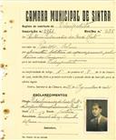 Registo de matricula de velocipedista em nome de António Guimarães da Cruz Rato, morador em Colares, com o nº de inscrição 2961.