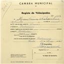 Registo de velocípede com o nº 1784, em nome de Mário Ferreira de Freitas, morador em Galamares.