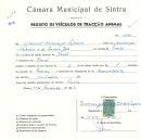 Registo de um veiculo de duas rodas tirado por um animal de espécie muar destinado a transporte de mercadorias em nome de Manuel Domingos Sapina, morador em Faião.