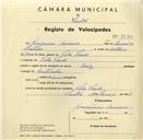 Registo de velocípede de marca Avis, com o nº 3540, em nome de Joaquim Américo, morador em Vila Verde.