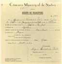 Registo de velocípede com o nº 6818, em nome de Joaquim Carreira de Brito, morador em Agualva.