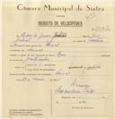 Registo de velocípede de marca Raio, com o nº 7927, em nome de Pedro de Jesus Julião, morador em Seixal.