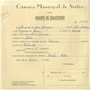 Registo de velocípede de marca Varsóvia, com o nº 5784, em nome de Armando de Jesus Rodrigues, morador em Belas.