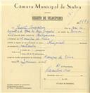 Registo de velocípede de marca Olimpiade, com o nº 7473, em nome de Gualter Gonçalves, morador em Manique de Cima.