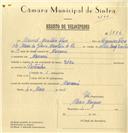 Registo de velocípede de marca Deka, com o nº 7886, em nome de Manuel Monteiro Claro, morador em Massamá.