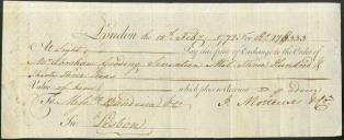 Título de 17.333 réis passada a Abraham Gooding dirigido a Bandeira e Companhia.
