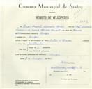 Registo de velocípede de marca Artur e Valadas, com o nº 8669, em nome de César Duarte Silvestre Luzio, morador em Anços.