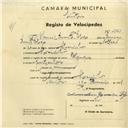 Registo de velocípede de marca Olympique, com o nº 2843, em nome de Manuel Duarte Polido, morador em Alvarinhos.