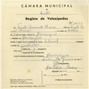 Registo de velocípede de marca Nacional, com o nº 4000, em nome de Torcato Raimundo Chança, morador em Almoçageme.