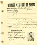 Registo de matricula de cocheiro profissional em nome de Luís Lopes, morador em Sintra, com o nº de inscrição 742.