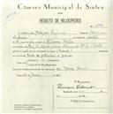 Registo de velocípede com o nº 4992, em nome de Henrique Rodrigues Zeferino, morador em Rua Guilherme Gomes Fernandes nº 14, Sintra.