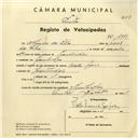 Registo de velocípede de marca Cycles Raio, com o nº 3863, em nome de Alfredo da Silva, morador em Ranholas.