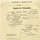 Registo de velocípede de marca Olympique, com o nº 1412, em nome de Adão António Pedro, morador em Alvarinhos.