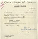 Registo de velocípede de marca Sprinter, com o nº 5393, em nome de José Manuel Ferreira de Carvalho Martins, Algueirão de Cima.morador em 