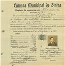 Registo de matricula de velocipedista em nome de Joaquim Gomes Rebelo, morador no Algueirão, com o nº de inscrição 708.