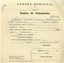 Registo de velocípede com o nº 3426, em nome de António Bordalo Rodrigues, morador em Azoia.