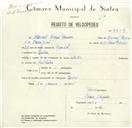 Registo de velocípede com o nº 8474, em nome de Manuel Lopes Pereira, morador em Queluz.