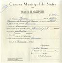 Registo de velocípede de marca Nacional, com o nº 5007, em nome de Júlio Tavares, morador em Lameiras.