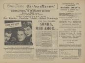 Programa do filme "Sonha Meu Amor" com a participação de Don Ameche, Claudette Colbert e Robert Cummings.