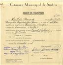 Registo de velocípede de marca Famel, com o nº 7386, em nome de Custódio Bernardo, morador em Lameiras.