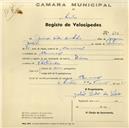 Registo de velocípede de marca Dinar, com o nº 692, em nome de Julião Pedro da Silva, morador em Carrascal.