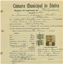 Registo de matricula de velocipedista em nome de Manuel Joaquim Bento, morador em Godigana, com o nº de inscrição 726.