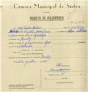 Registo de velocípede de marca Azur, com o nº 8142, em nome de José Ferreira Libório, morador em Queluz.
