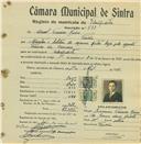 Registo de matricula de velocipedista em nome de Manuel Francisco Ruivo, morador no Pendão, com o nº de inscrição 583.