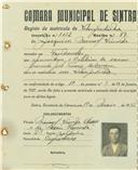 Registo de matricula de velocipedista em nome de Joaquim Manuel Vicente, morador em Fontanelas, com o nº de inscrição 1132.