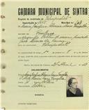 Registo de matricula de velocipedista em nome de Maria Josefina Oliveira Soares Vanzeller, moradora em Pexiligais, com o nº de inscrição 1665.