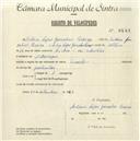 Registo de velocípede de marca Cuciolo, com o nº 5446, em nome de António Lopes Gonçalves Pereira, morador em Albarraque.