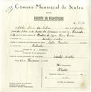 Registo de velocípede de marca Cycles Pombal, com o nº 5656, em nome de Abílio Alves da Silva, morador em Linhó.