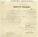 Registo de velocípede de marca Flecha, com o nº 466, em nome de António Clemente Bicho, morador em Janas.