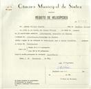 Registo de velocípede de marca Famel, com o nº 8390, em nome de Artur Filipe Duarte, morador em Albarraque.